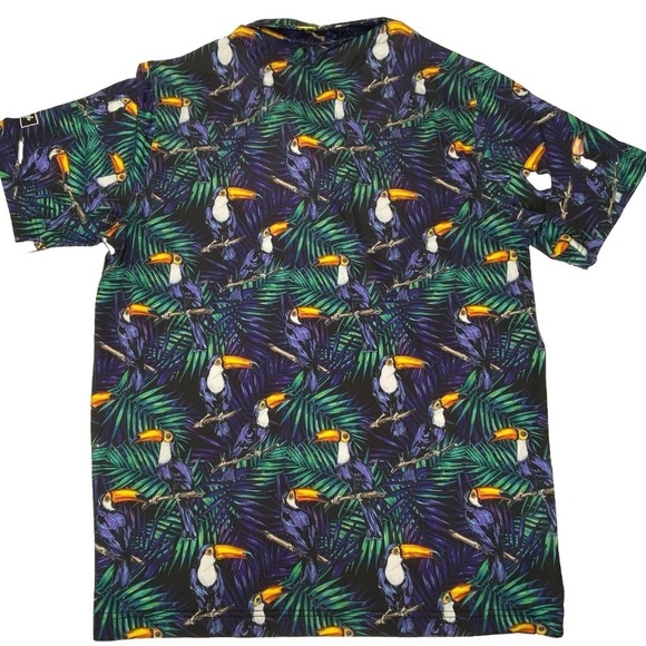 Waggle Tropical Toucan Palm Trees Golf Polo Shirt - Picture 2 of 6